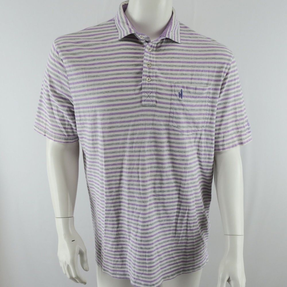 johnnie-O Hangin Out Golf Polo Shirt Mens Large Purple Gray Striped